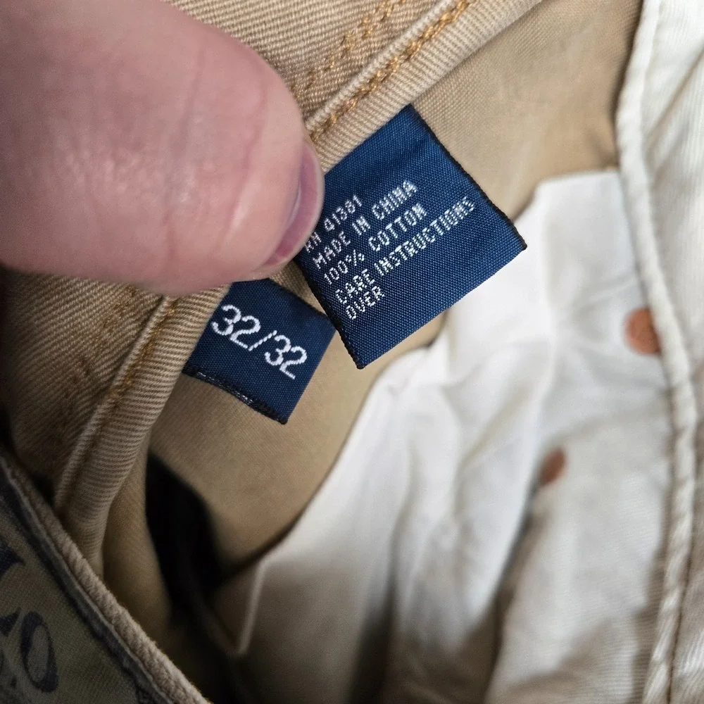 Polo Ralph Lauren‎ 867 Classic 5 Pocket tan Pants Distressed vintage Men's 32x32